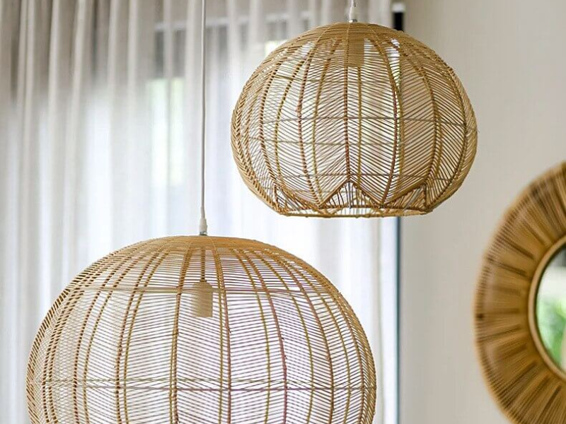 Round Woven Rattan Pendant Light