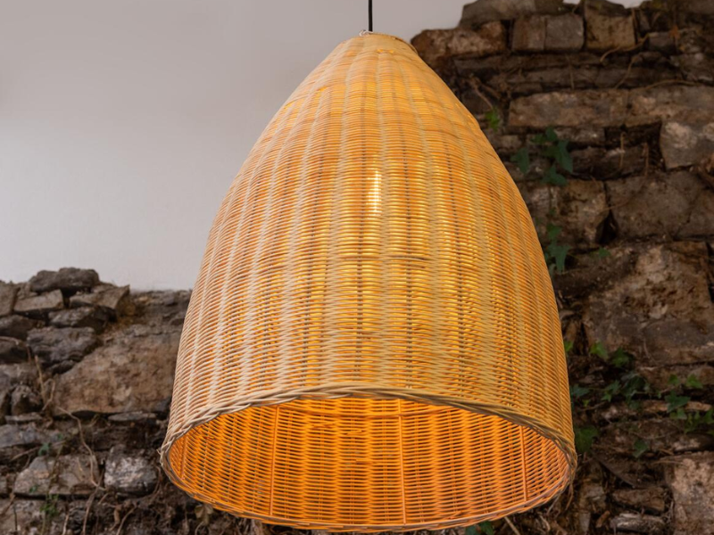 Rattan Pendant Light with Brass Details