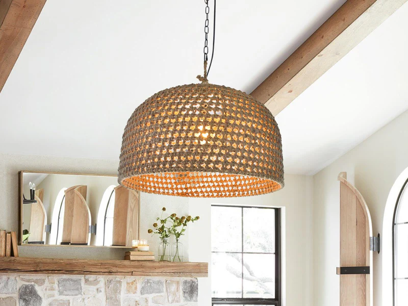 Rattan Pendant Light with Adjustable Cords