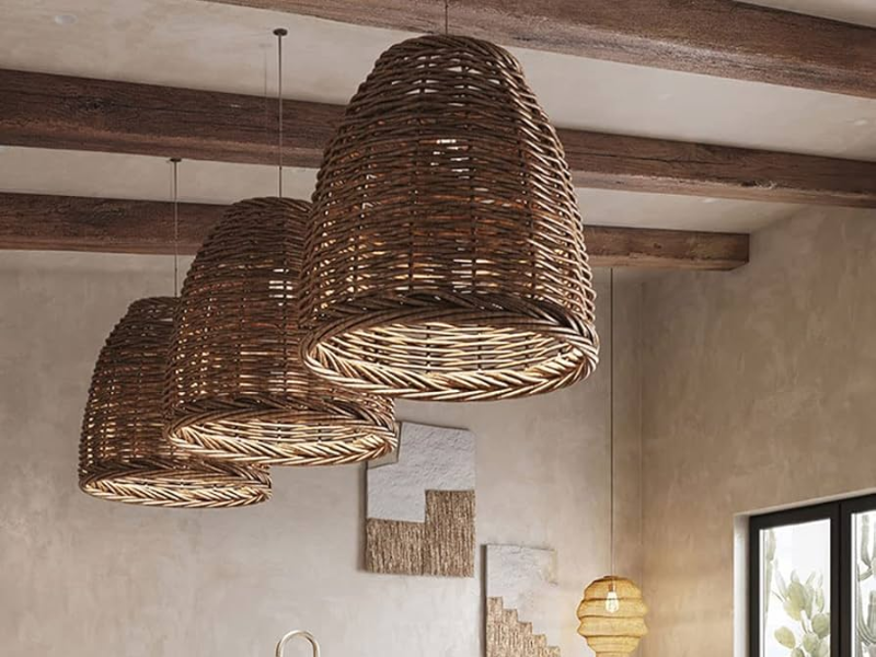 Tropical-Inspired Rattan Pendant Light