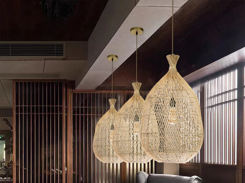 Teardrop Rattan Pendant Light