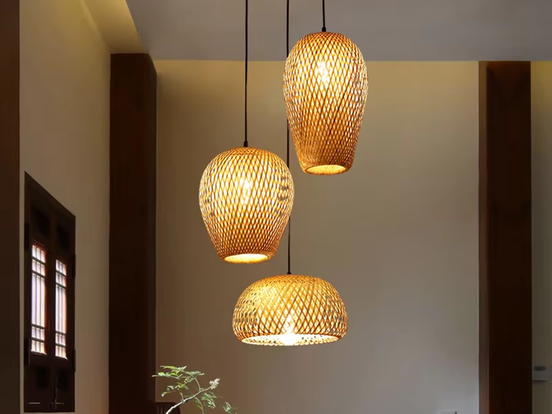 Hanging Lantern Rattan Pendant Light