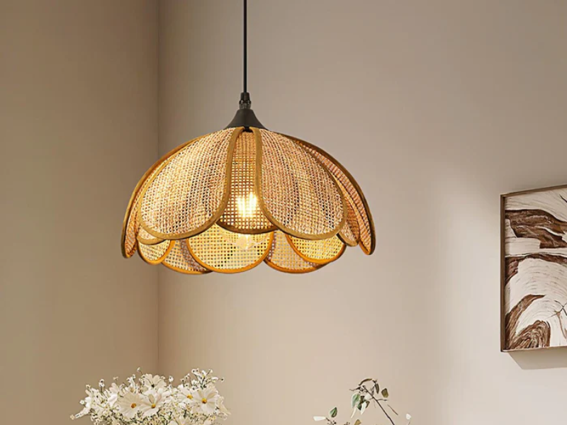 The Rattan Flower Pendant Light stands out due to its unique and intricate design