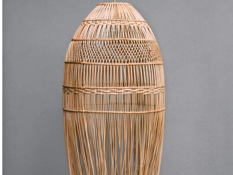 Natural Rattan with White Fringe