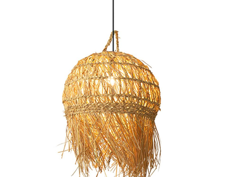 Oval Woven Pendant with Cascading Fringe