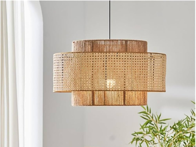 Geometric Rattan Inverted Pendant