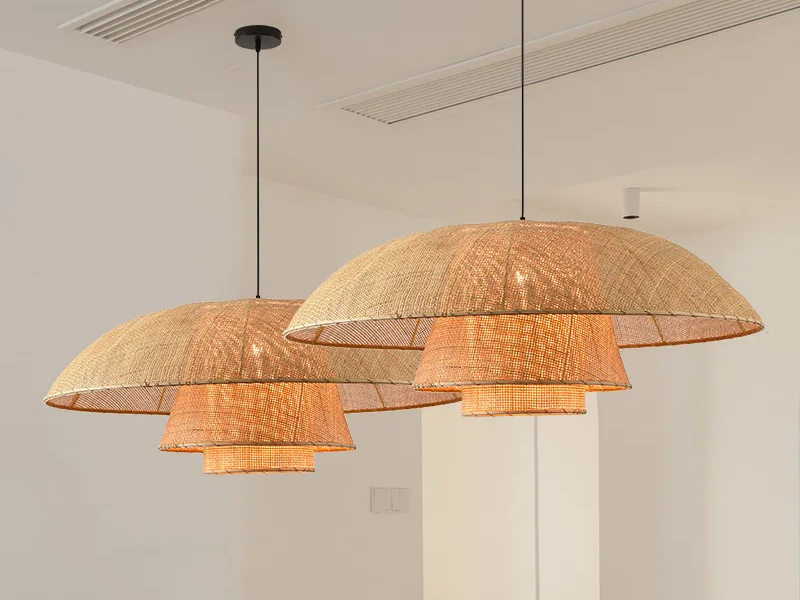 Vintage-Inspired Inverted Rattan Pendant