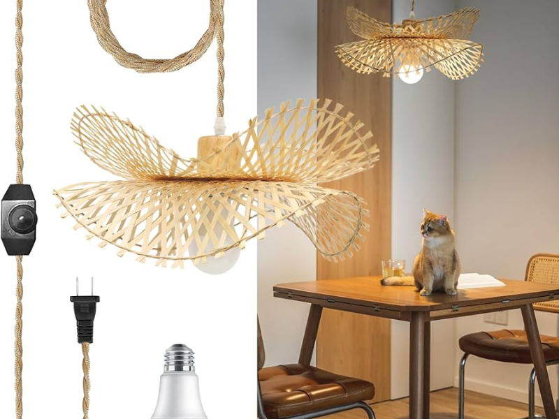 Boho-Inspired Inverted Rattan Pendant