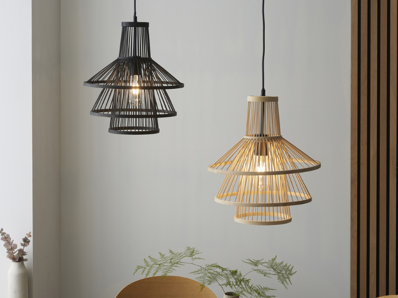 Cage-Style Rattan Inverted Pendant