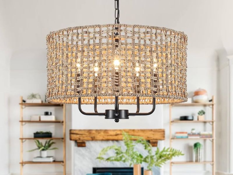 Rattan Drum Pendant Light