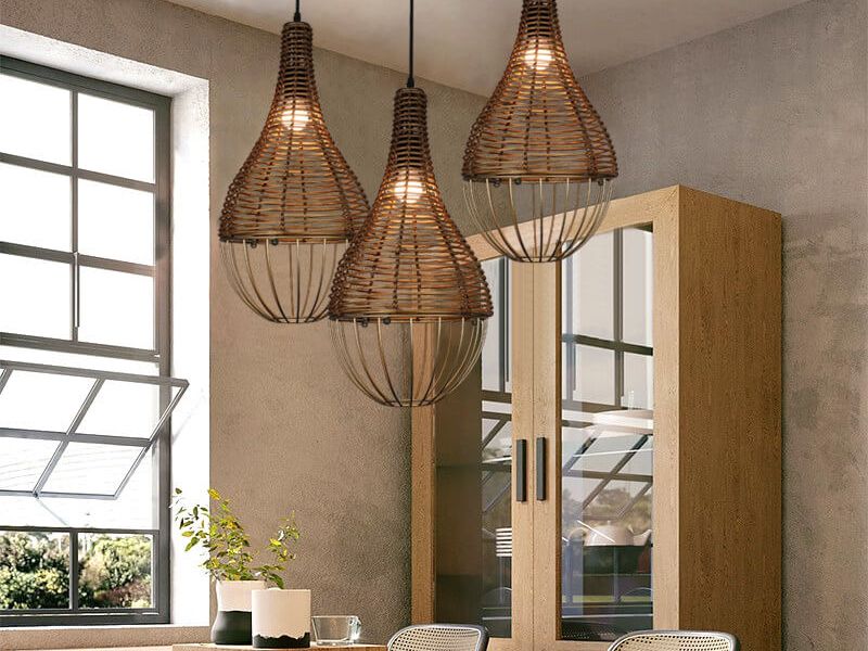 Rattan Teardrop Pendant Light