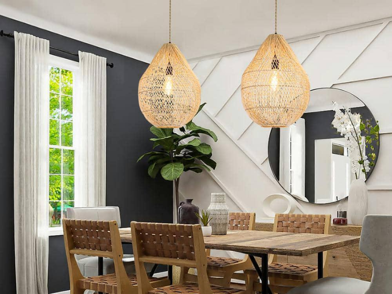 Hailey 1 Light Natural Rattan Mini Pendant