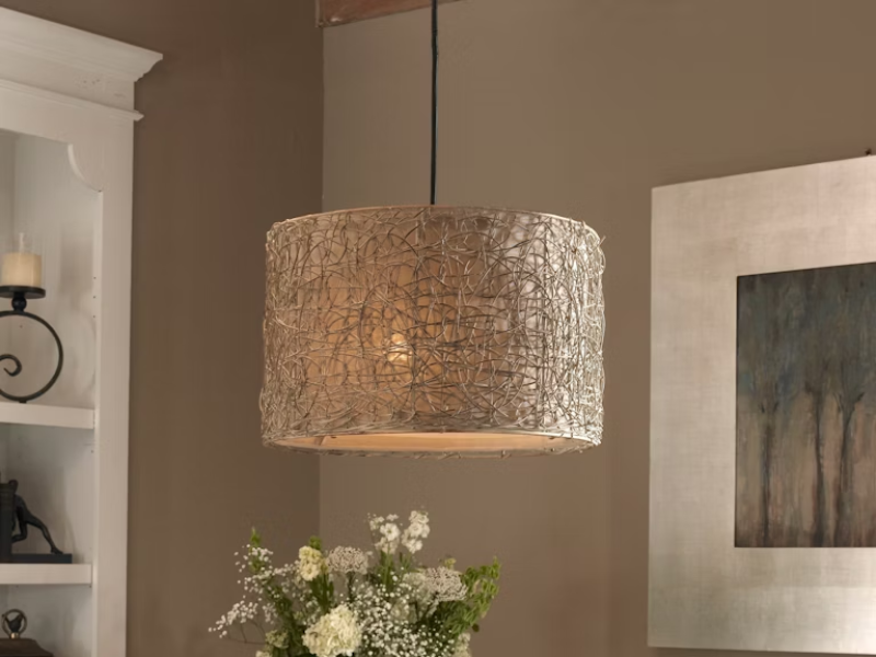 Uttermost Knotted Rattan Light Drum Pendant