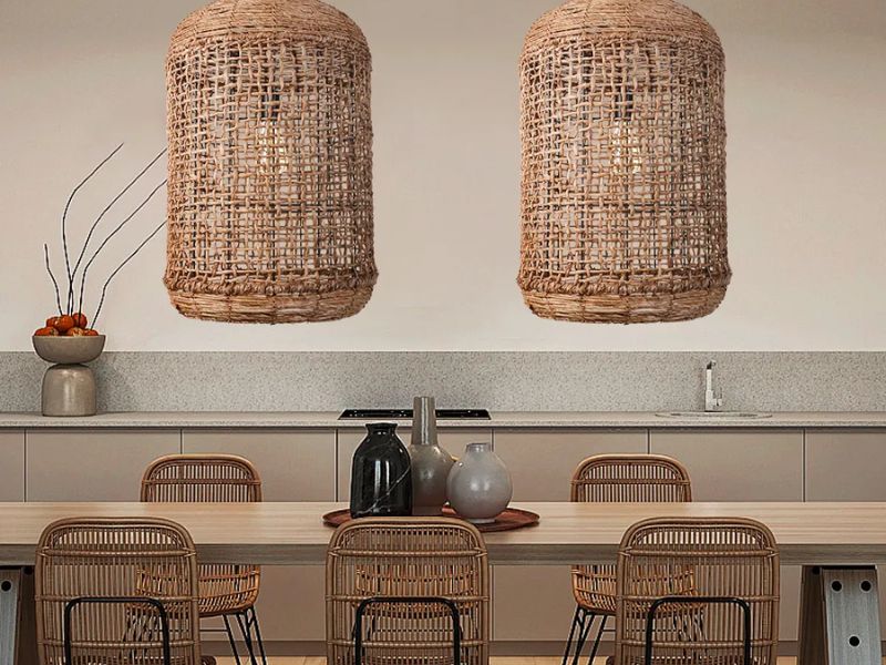 Oversized rattan pendants