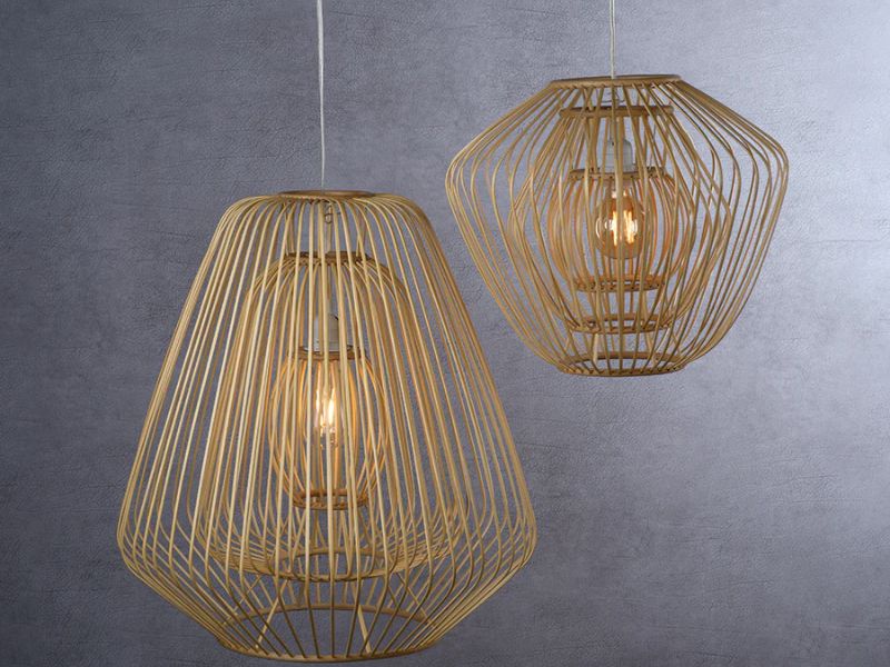 Layered rattan pendants