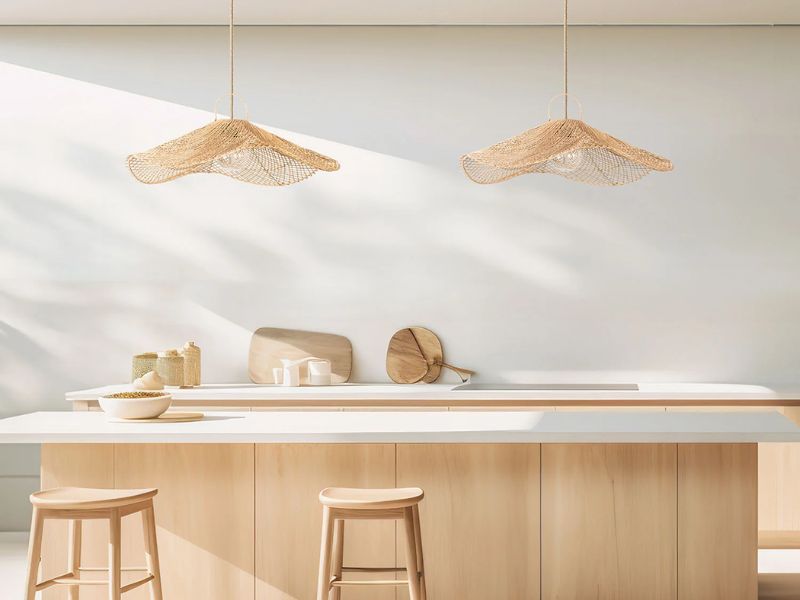 The rattan pendant light is installed very easily and fastly