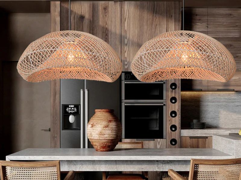 Geometric Rattan Pendant Light