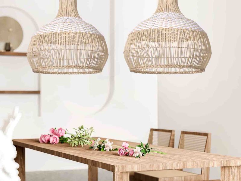 The rattan pendant light is a perfect choice for a modern house