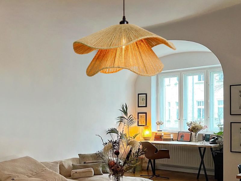 Woven dome pendant lights