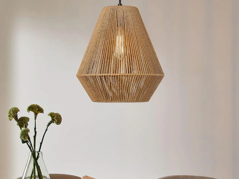 Geometric rattan pendants