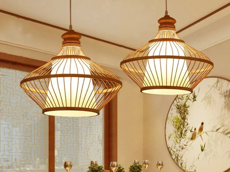 Eclectic Rattan Pendant with Colorful Bulb Covers