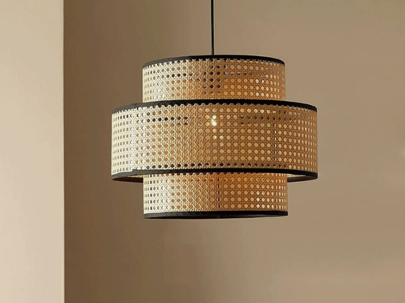 Rattan Pendant with Metal Frame