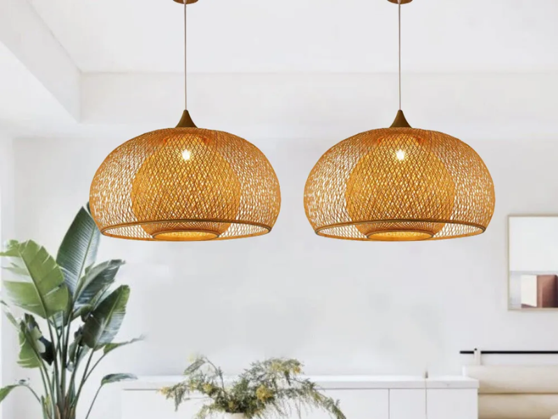 Round Woven Rattan Pendant Light