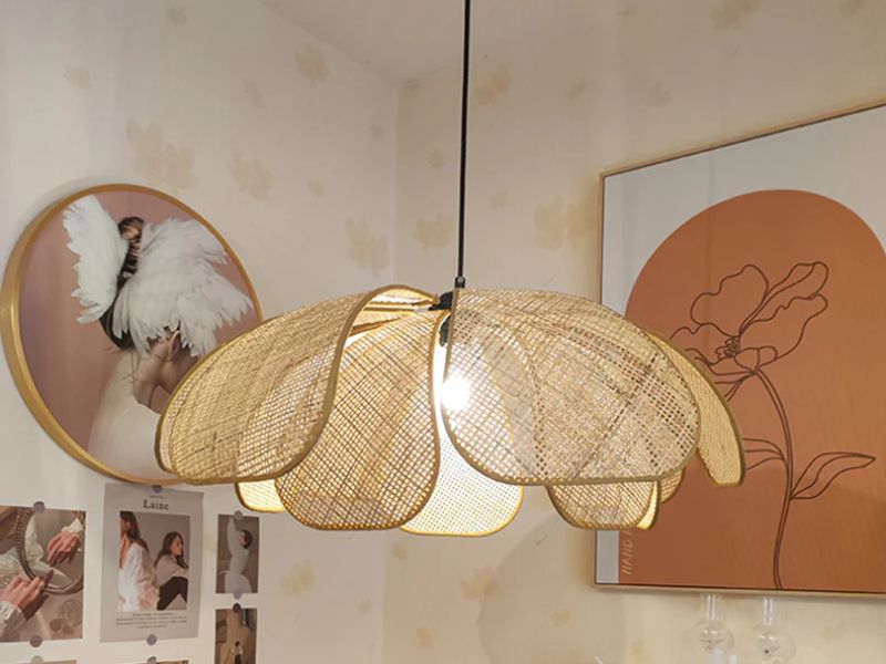 Rattan Floral Pendant Light