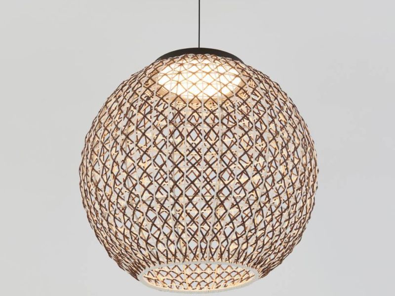 Two-Tone Rattan Pendant Light