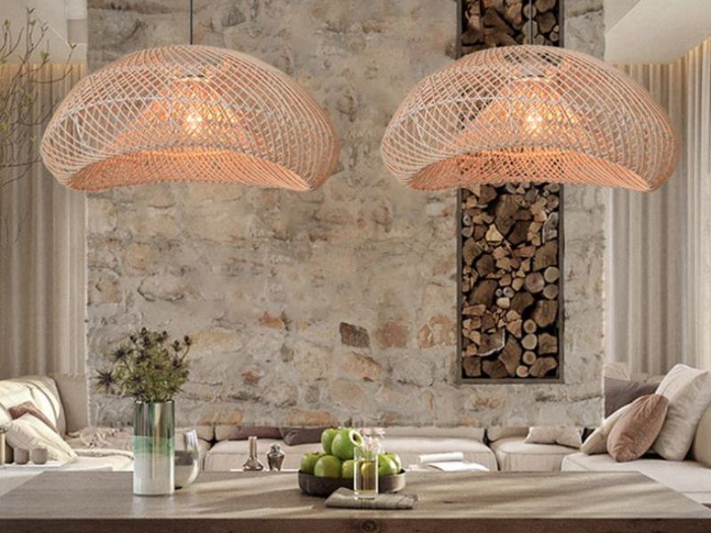 Geometric Rattan Pendant Light