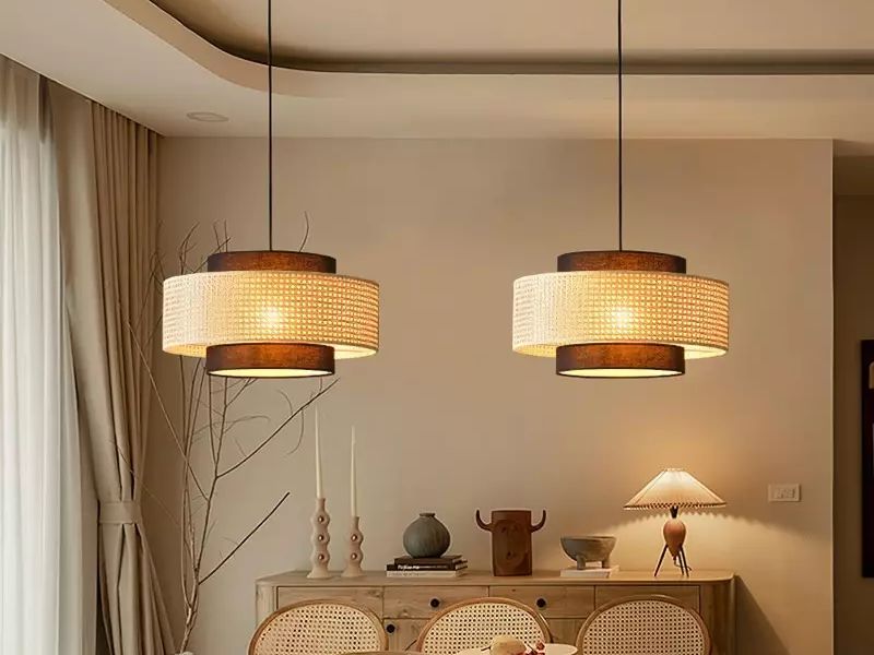 Woven Rattan Drum Pendant Light