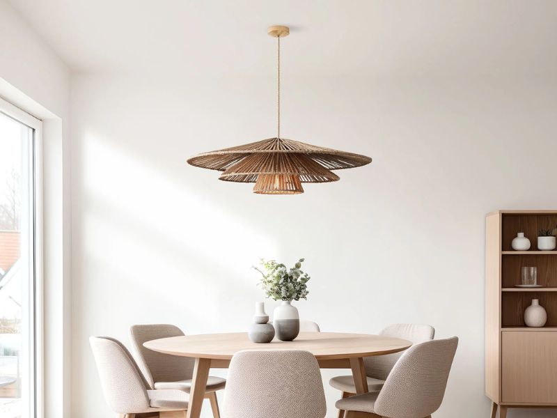 Tiered Rattan Pendant 