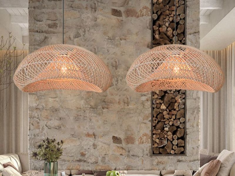 Geometric Rattan Pendant Light