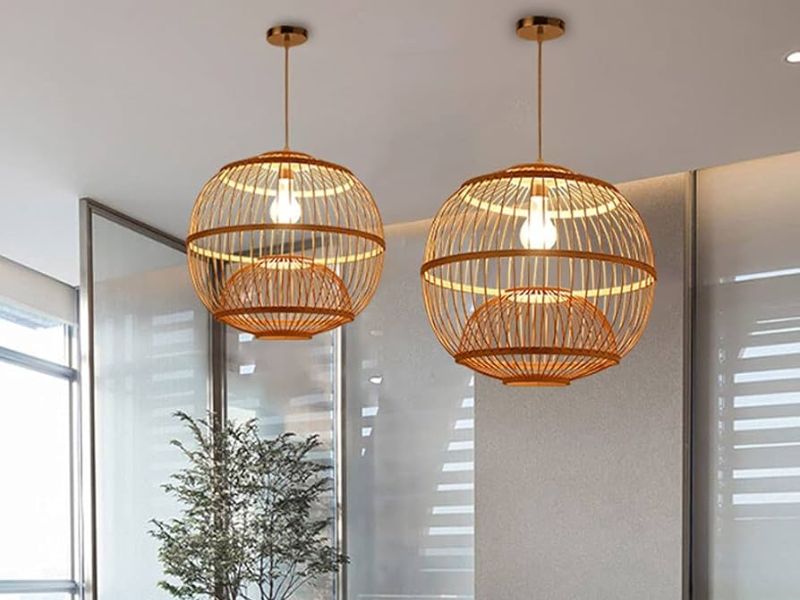 Traditional Rattan Lantern Pendant Light