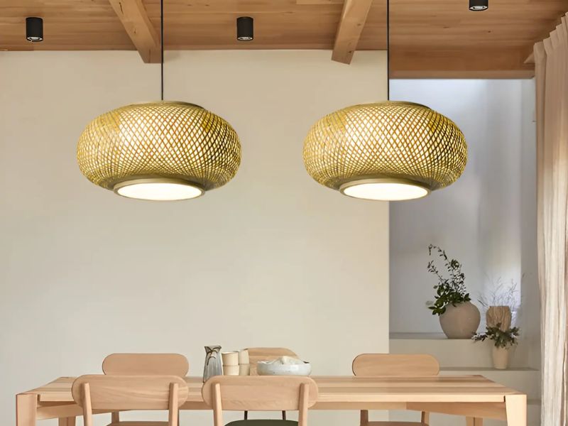 Rattan and Bamboo Fusion Pendant Light