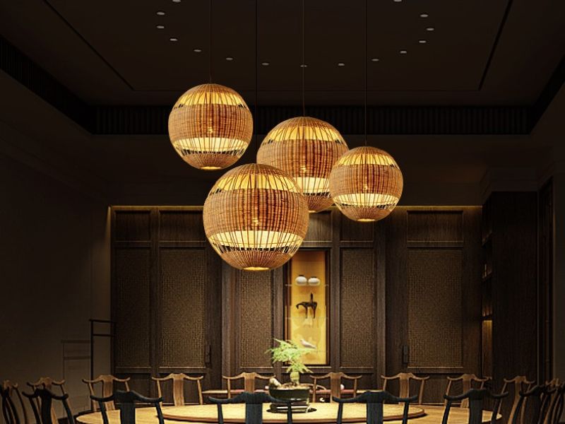 Round Woven Rattan pendant light Singapore