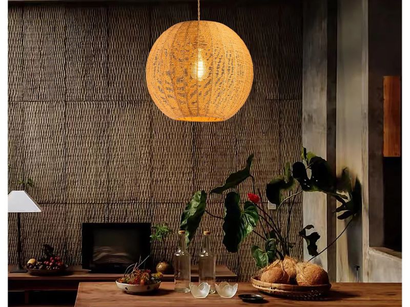 Hanging Rattan Globe Pendant