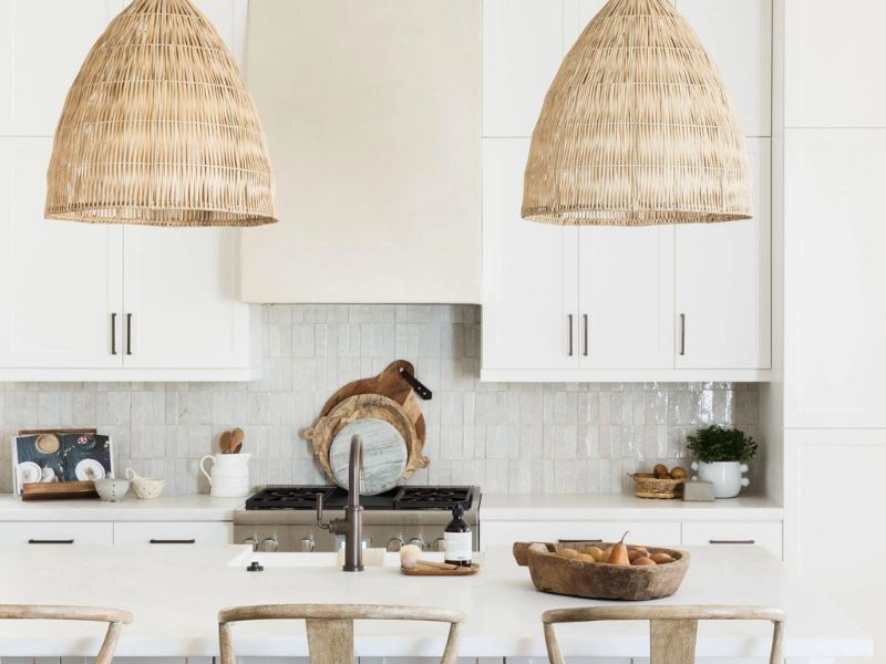 Clustered Rattan Pendant Light Set