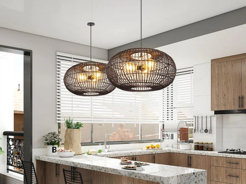 Oval Rattan Pendant Light