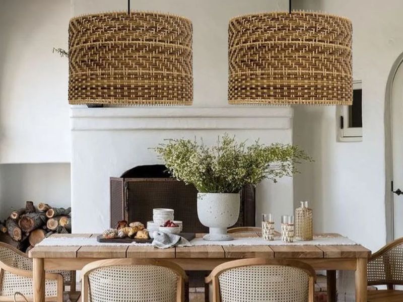 Rattan Drum Pendant Light