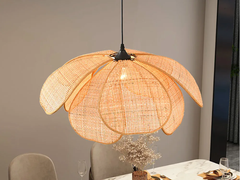 lassic Natural Rattan Petal Pendant