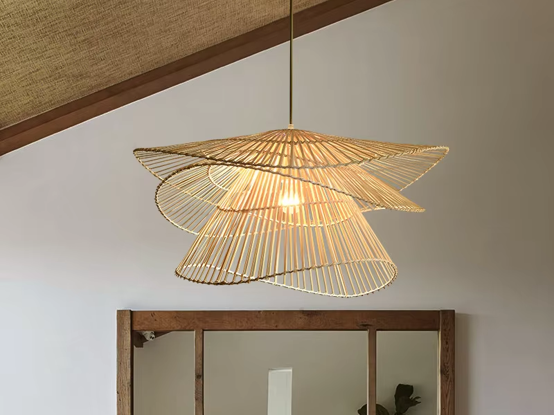 Multi-Tiered Rattan Petal Light