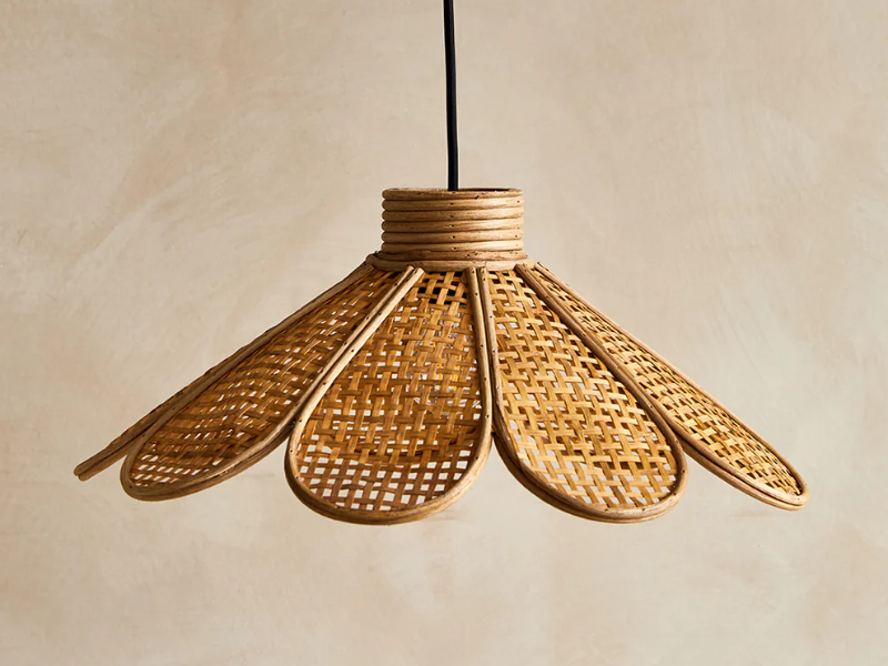 Dual-Tone Rattan Petal Pendant