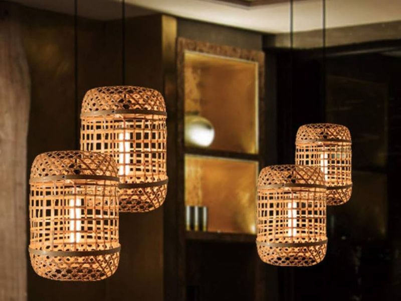 Hanging Rattan Rope Lantern Pendant