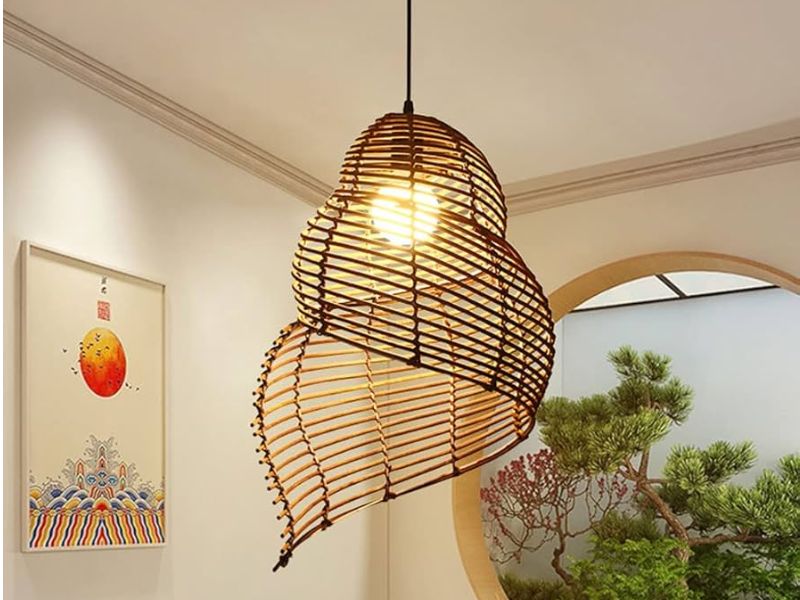 Hanging Spiral Rattan Rope Pendant