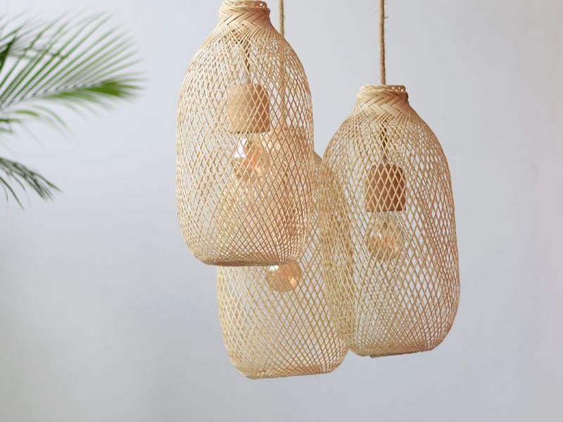 Large Rattan Rope Cluster Pendant