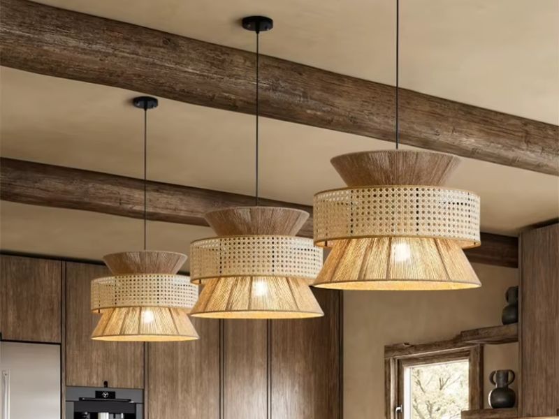 Vintage Rattan Rope Pendant Light