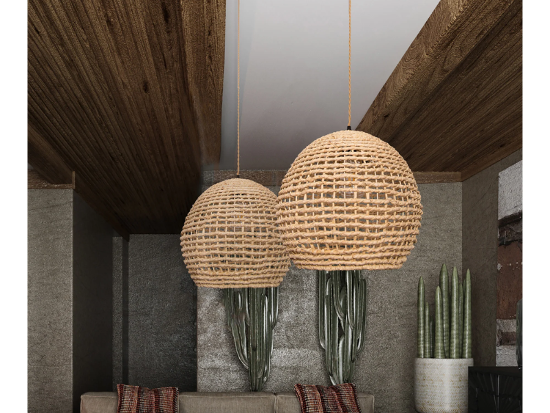 Natural Rattan Round Pendant