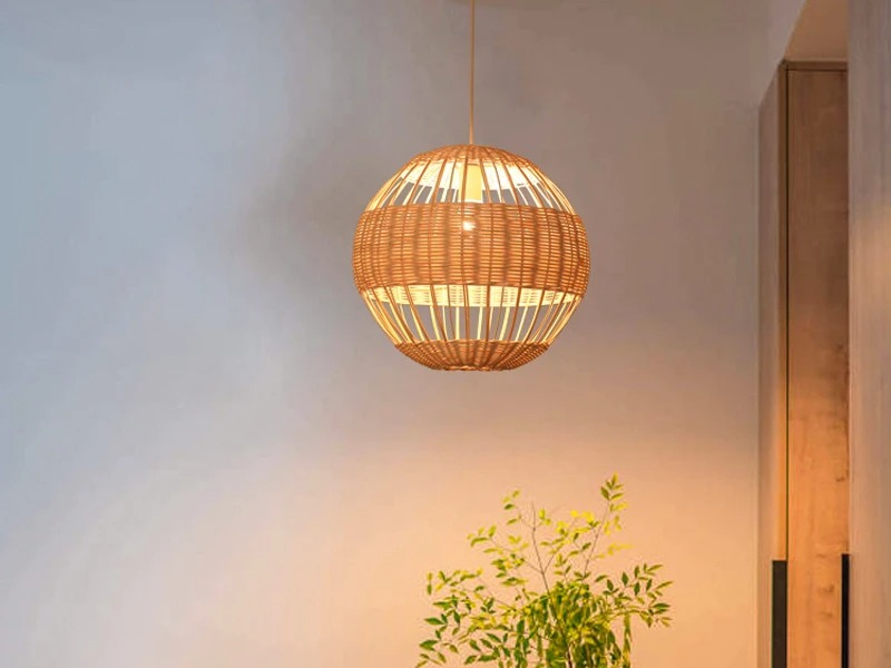 Minimalist Rattan Round Pendant