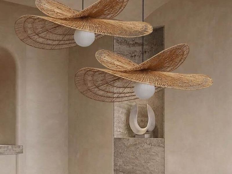 Double Rattan Pendant Light